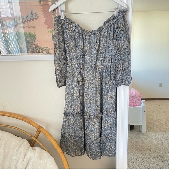 Anthropologie Kira Metallic Floral Off-Shoulder Midi Dress in Size US 2 - Picture 5 of 5